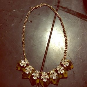 J. Crew leopard and crystal statement necklace